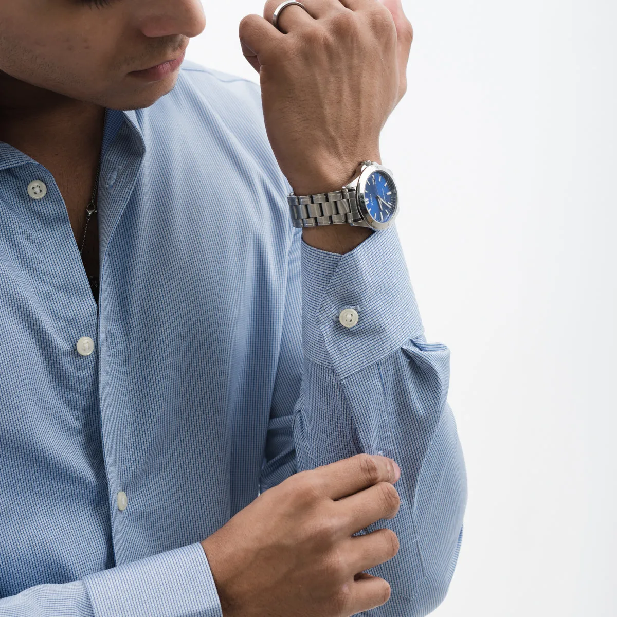 Pin-striped Blue/White Formal Shirt