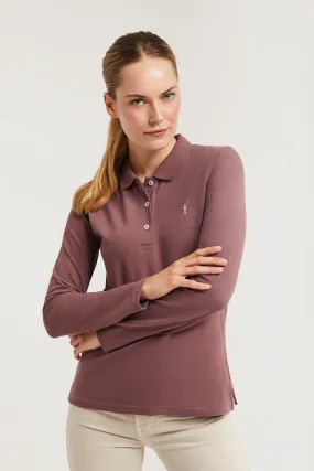 Polo de manga larga piqué color taupe con logo Rigby Go