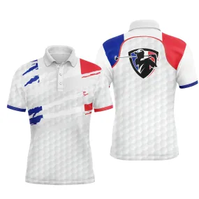 Polo de Sport Homme Femme, Polo à Séchage Rapide Pour Golfeur et Golfeuse, Impression Drapeau de la France, Motifs Balle de Golf - CTS21052214