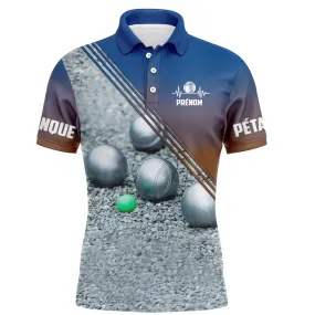 Polo Pétanque Personnalisé - Motif Terrain et Boules de Pétanque - Cadeau Idéal pour Boulistes - CT10072317