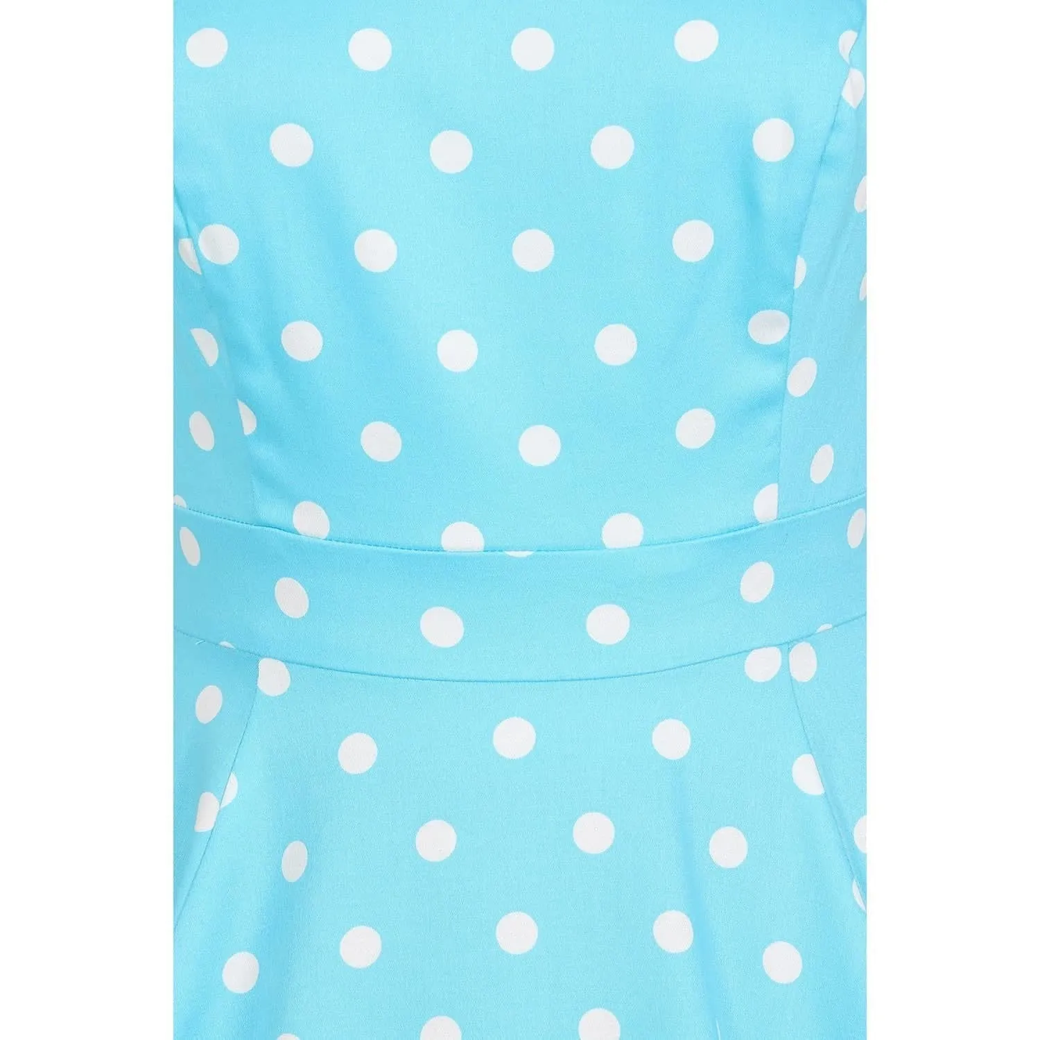 Pretty Blue Turquoise White Polka Dot Sleeveless Rockabilly 50s Swing Dress