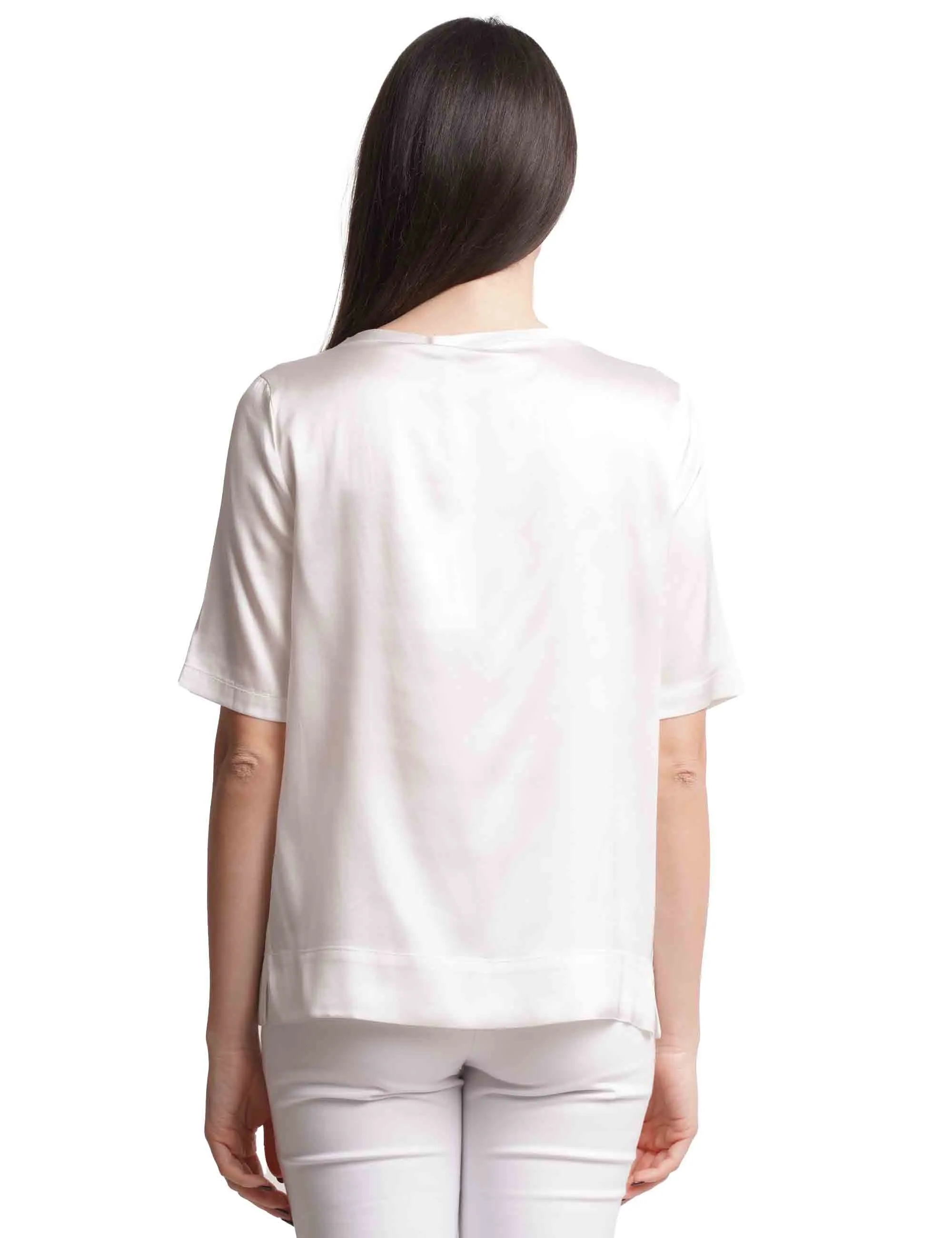 T-shirt donna Silk Satin in seta bianca