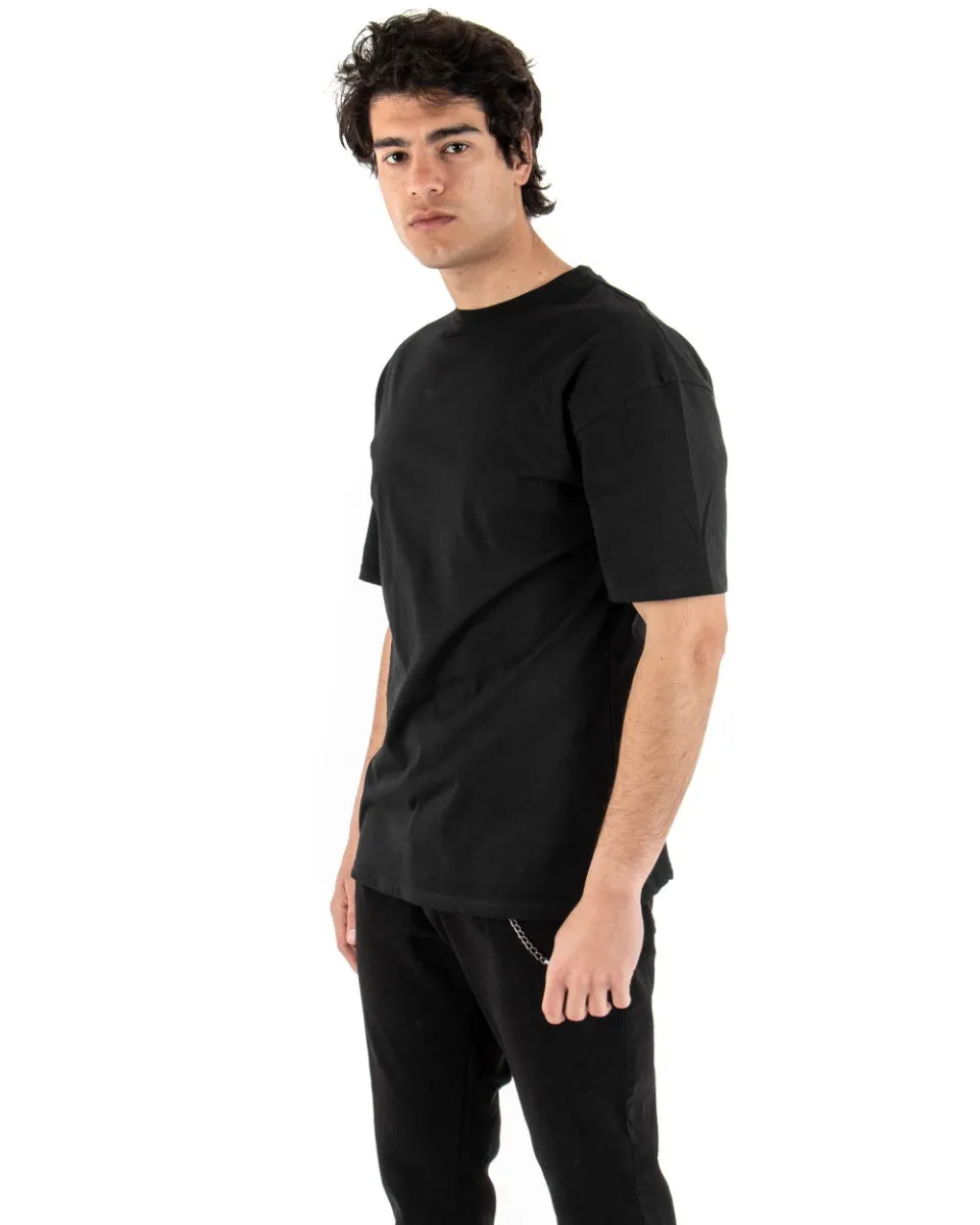 T-shirt Uomo Stampa Retro Fondo Nero Maniche Corte GIOSAL