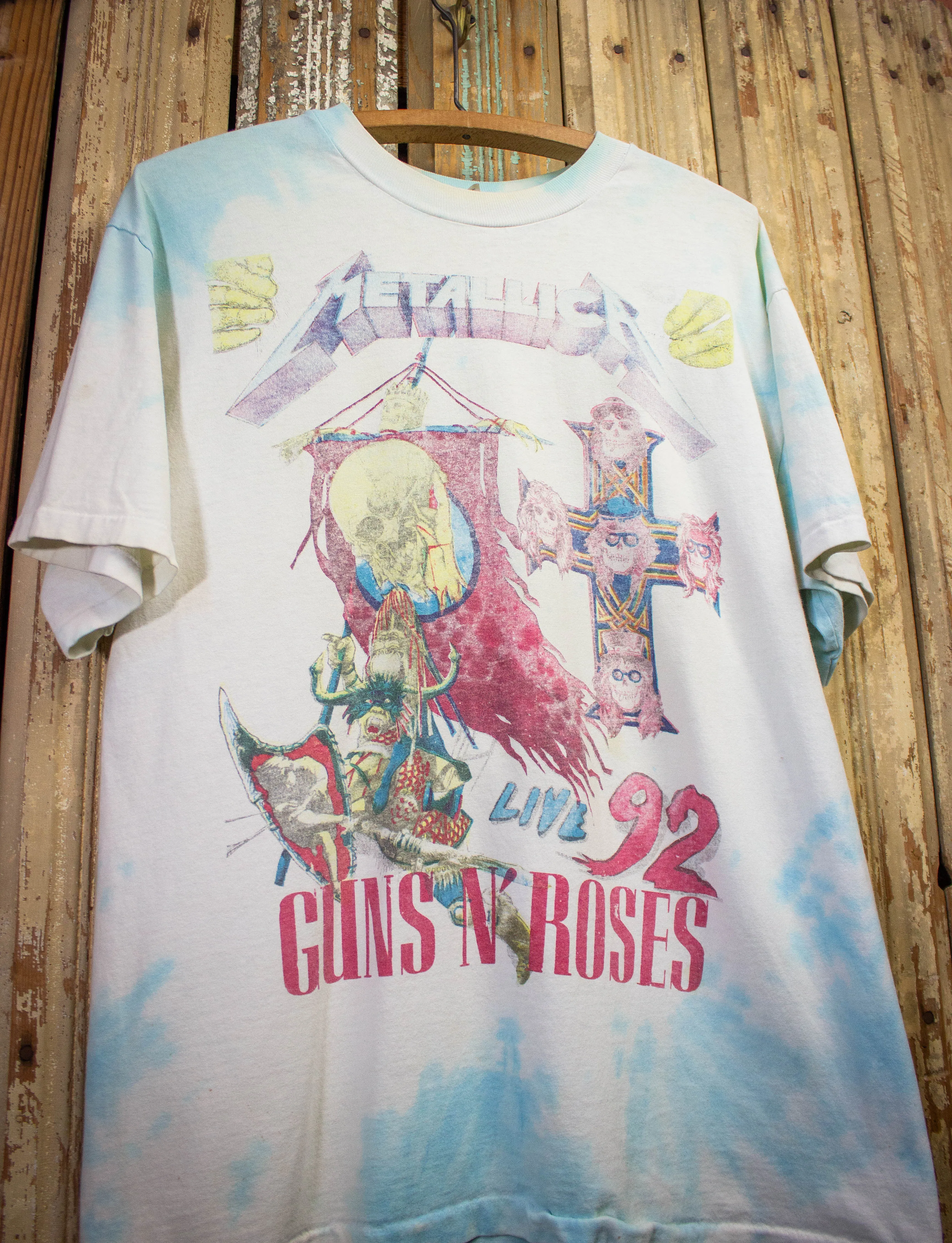 Vintage Metallica Guns N Roses Tie Dye Concert T Shirt 1992 Large