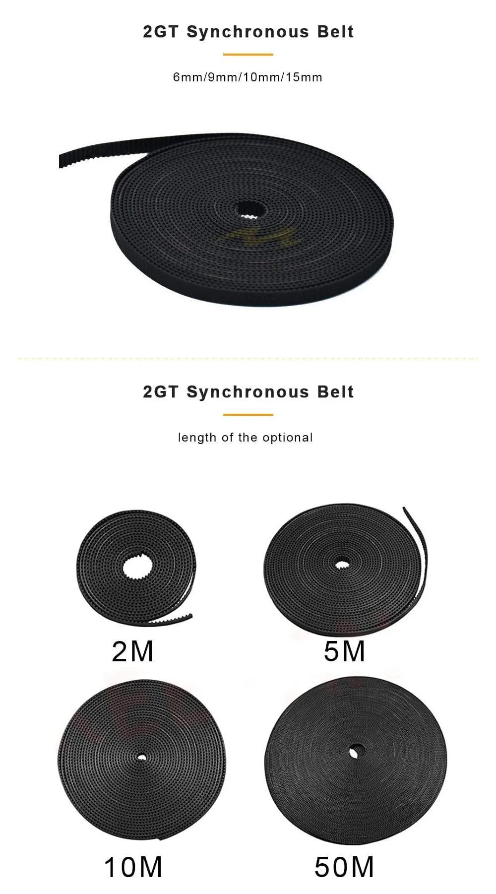 WaveTopSign 2GT Open Synchronous Timing belt width 3/6/9/10/15mm Rubber Samll Backlash GT2 2GT-3/2GT-6/2GT-9/2GT-15 3D printer