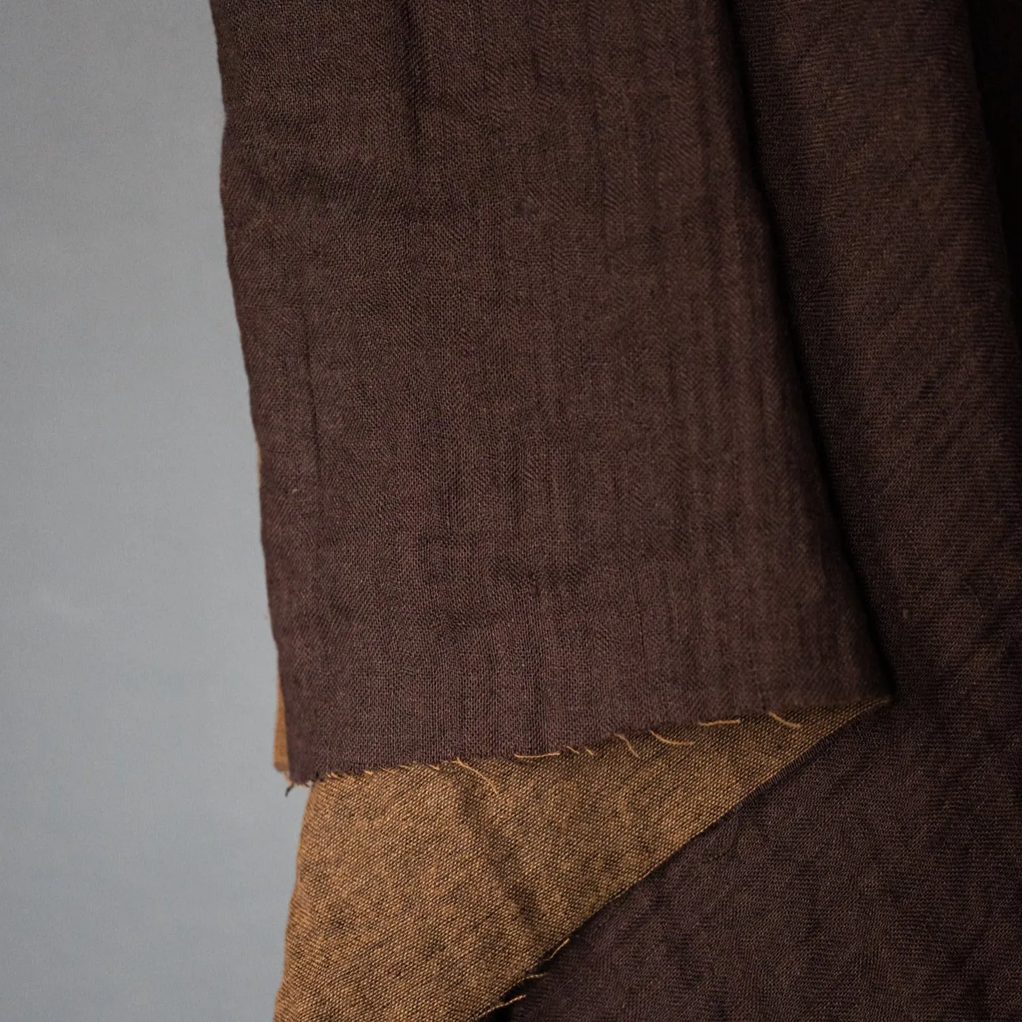 Wool Linen Double Gauze  in Coffee