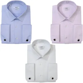 Xact Mens Herringbone Double Cuff Long Sleeved Formal/ Dress Shirt - Cufflinks Included